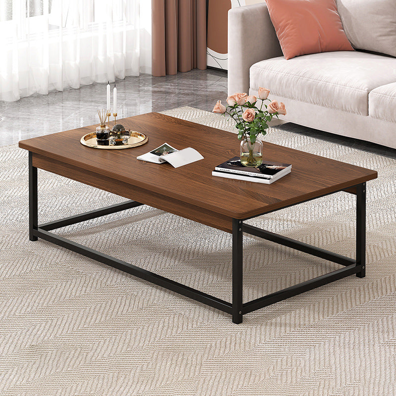 Rectangular Frame Base Wooden Table Modern Style Coffee Table 39"L x 20"W x 17"H Walnut+Black Shelves Not Included Clearhalo 'Coffee & Accent Tables' 'Coffee Tables' 'coffee_tables' 'furn' 'furn_coffee_tables' 'Furniture' 'Living Room Furniture' 5602413