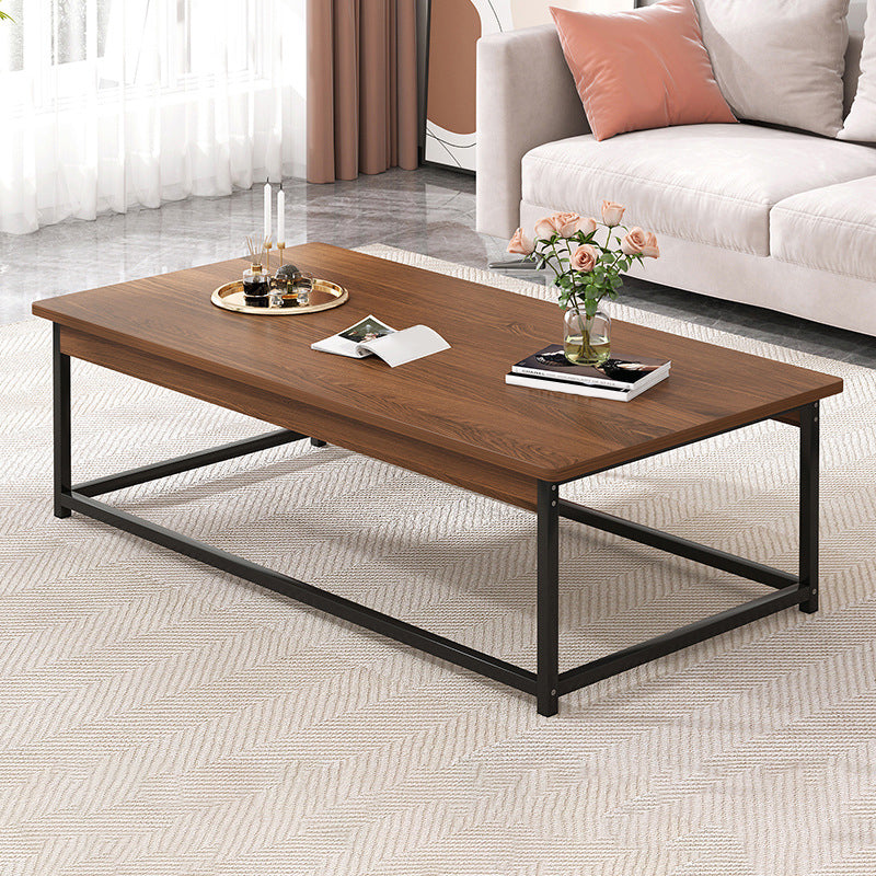 Rectangular Frame Base Wooden Table Modern Style Coffee Table 47"L x 24"W x 16.5"H Walnut+Black Shelves Not Included Clearhalo 'Coffee & Accent Tables' 'Coffee Tables' 'coffee_tables' 'furn' 'furn_coffee_tables' 'Furniture' 'Living Room Furniture' 5602415