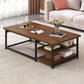 Rectangular Frame Base Wooden Table Modern Style Coffee Table 47"L x 24"W x 16.5"H Walnut+Black Shelves Included Clearhalo 'Coffee & Accent Tables' 'Coffee Tables' 'coffee_tables' 'furn' 'furn_coffee_tables' 'Furniture' 'Living Room Furniture' 5602417
