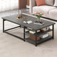Rectangular Frame Base Wooden Table Modern Style Coffee Table 55"L x 24"W x 16.5"H Natural Wood Black Shelves Included Clearhalo 'Coffee & Accent Tables' 'Coffee Tables' 'coffee_tables' 'furn' 'furn_coffee_tables' 'Furniture' 'Living Room Furniture' 5602418