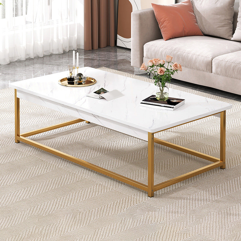 Rectangular Frame Base Wooden Table Modern Style Coffee Table 47"L x 24"W x 16.5"H White-Gold Shelves Not Included Clearhalo 'Coffee & Accent Tables' 'Coffee Tables' 'coffee_tables' 'furn' 'furn_coffee_tables' 'Furniture' 'Living Room Furniture' 5602420