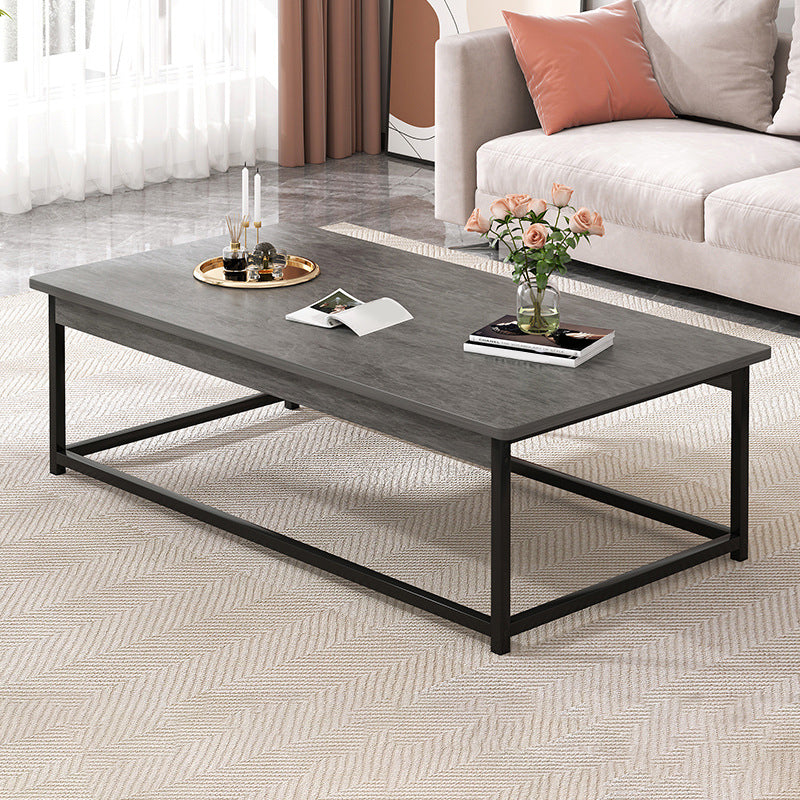 Rectangular Frame Base Wooden Table Modern Style Coffee Table 47"L x 24"W x 16.5"H Gray Black Shelves Not Included Clearhalo 'Coffee & Accent Tables' 'Coffee Tables' 'coffee_tables' 'furn' 'furn_coffee_tables' 'Furniture' 'Living Room Furniture' 5602425