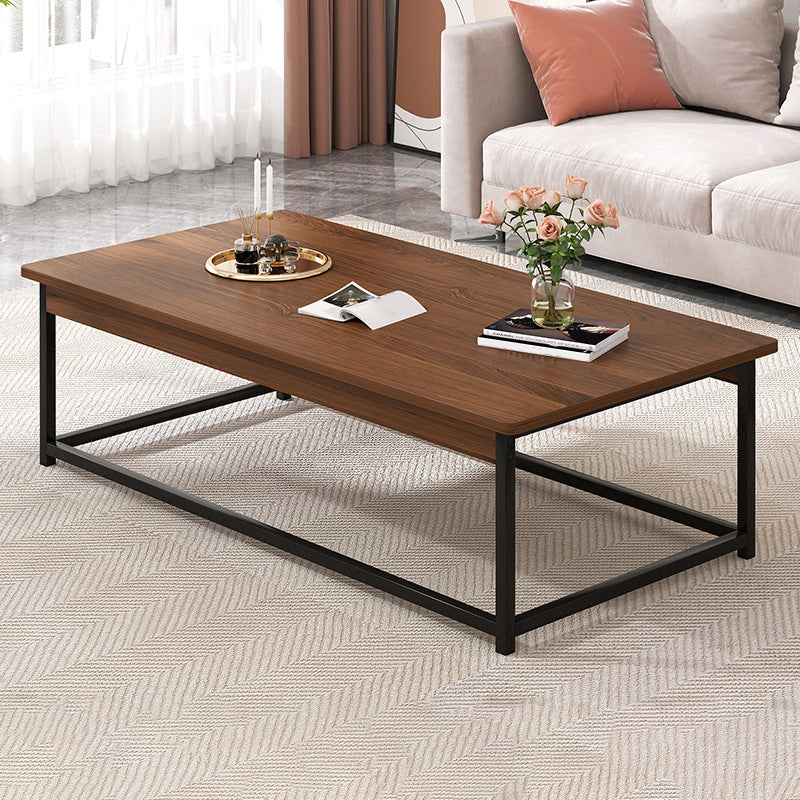 Rectangular Frame Base Wooden Table Modern Style Coffee Table 55"L x 24"W x 16.5"H Walnut+Black Shelves Not Included Clearhalo 'Coffee & Accent Tables' 'Coffee Tables' 'coffee_tables' 'furn' 'furn_coffee_tables' 'Furniture' 'Living Room Furniture' 5602426