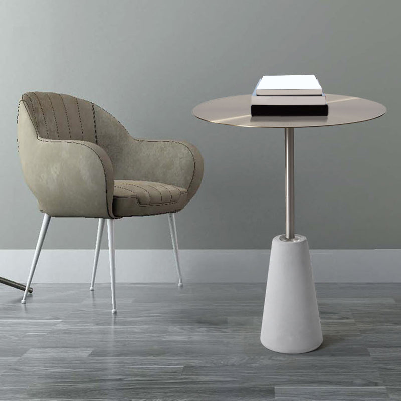 Round Stainless Steel Coffee Table Pedestal 1 Single Cocktail Table