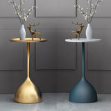 Modernistic Pedestal End Table Round End Table with Slate Top