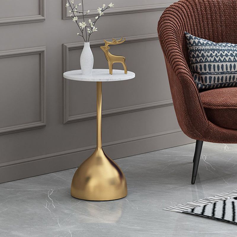 Modernistic Pedestal End Table Round End Table with Slate Top