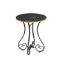 Modern Round Wooden Top Side Table Metal Abstract End Table .