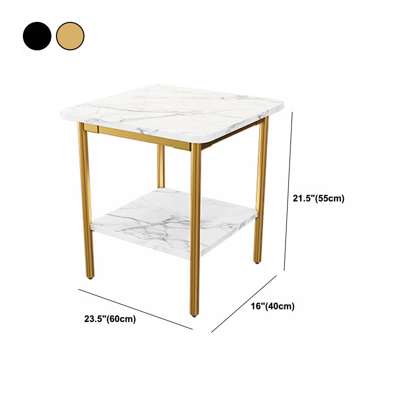 Tavolo da parte superiore in ardesia quadrata contemporanea Metal 4 gambe laterale