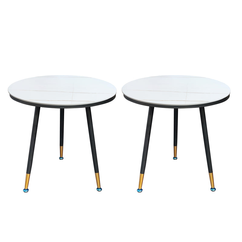 23.6" Tall Modern Round Slate Top Side Table Metal 3 Legs End Table