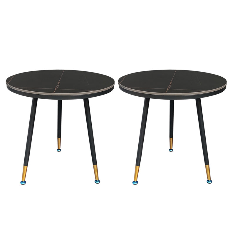 23.6" Tall Modern Round Slate Top Side Table Metal 3 Legs End Table