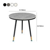 23.6" Tall Modern Round Slate Top Side Table Metal 3 Legs End Table