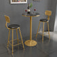 Glam Style Iron Bar Table Round Top Indoor Pedestal Bistro Table 23"W x 41"H Black Without Chairs Clearhalo 'Bar Furniture' 'Bar Tables' 'bar_tables' 'furn' 'furn_bar_tables' 'Furniture' 'Kitchen & Dining Furniture' 5602978