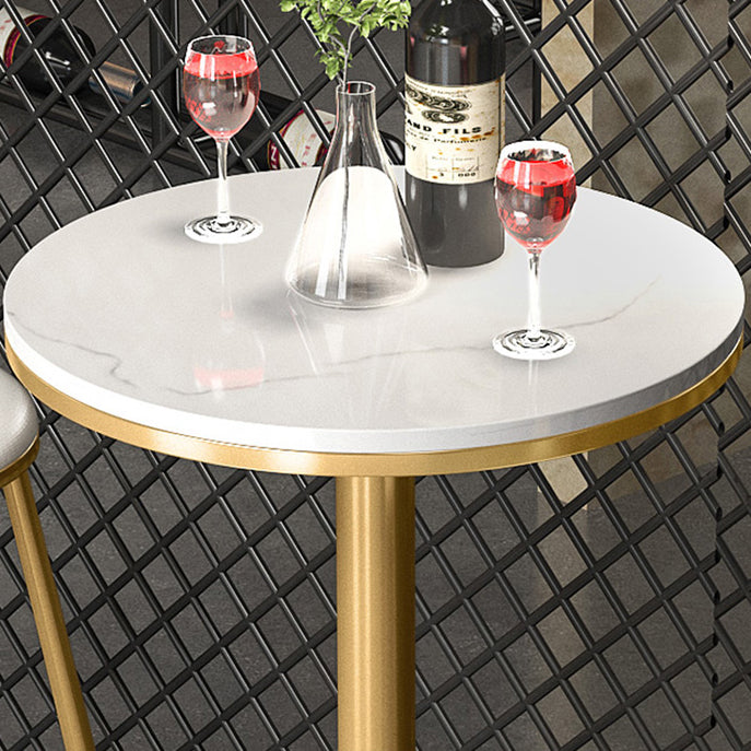 Glam Style Iron Bar Table Round Top Indoor Pedestal Bistro Table 23"W x 41"H Clearhalo 'Bar Furniture' 'Bar Tables' 'bar_tables' 'furn' 'furn_bar_tables' 'Furniture' 'Kitchen & Dining Furniture' 5602982