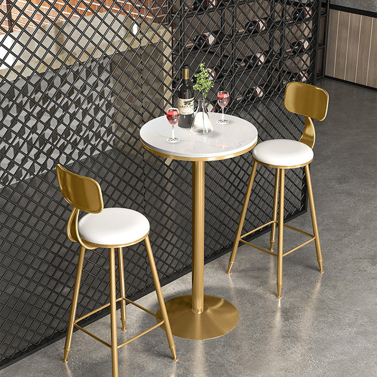 Glam Style Iron Bar Table Round Top Indoor Pedestal Bistro Table 23"W x 41"H Clearhalo 'Bar Furniture' 'Bar Tables' 'bar_tables' 'furn' 'furn_bar_tables' 'Furniture' 'Kitchen & Dining Furniture' 5602986