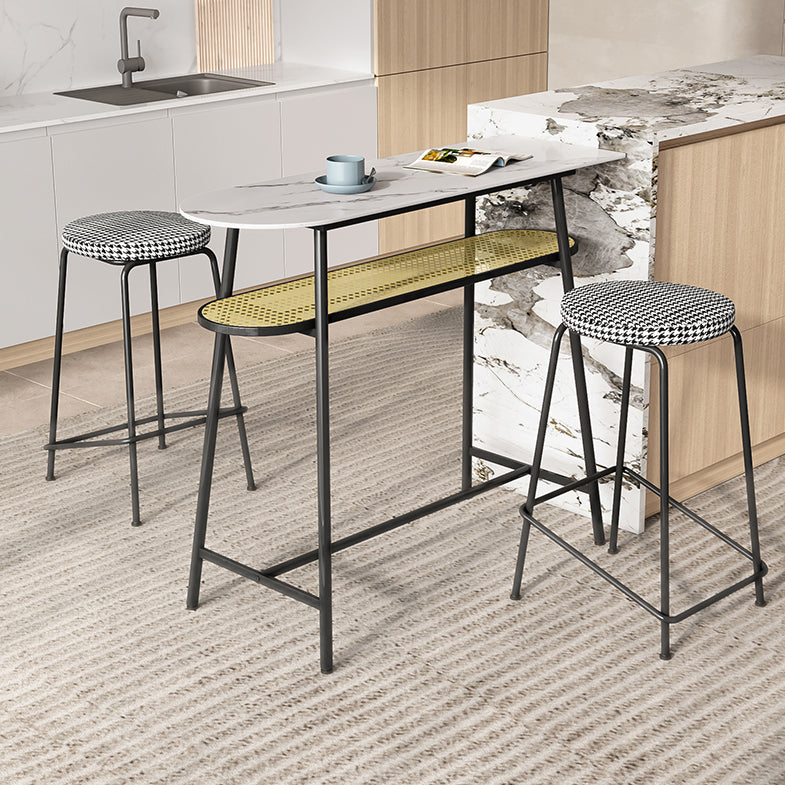 Modern Style Bar Table in Faux Marble and Metal Milk Tea Shop Bar Table in White Clearhalo 'Bar Furniture' 'Bar Tables' 'bar_tables' 'furn' 'furn_bar_tables' 'Furniture' 'Kitchen & Dining Furniture' 5603038