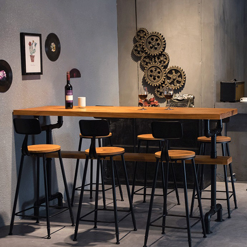 Tavolo da bar marrone in stile industriale Tavolo casual da tè al latte in legno massello