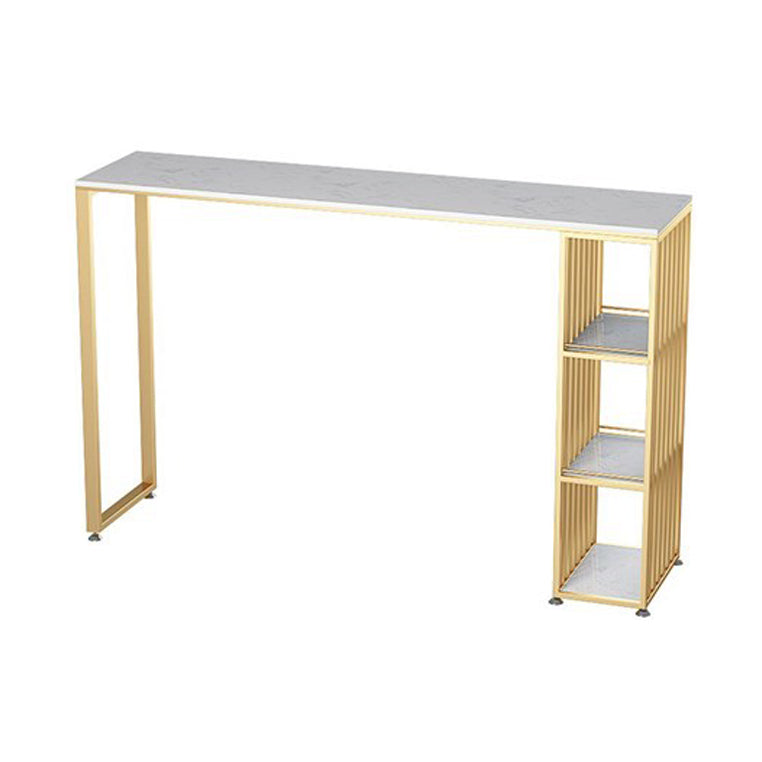 Tavolo da bancone in marmo Glam con tavolo rettangolare con doppio piedistallo - 41,3" H