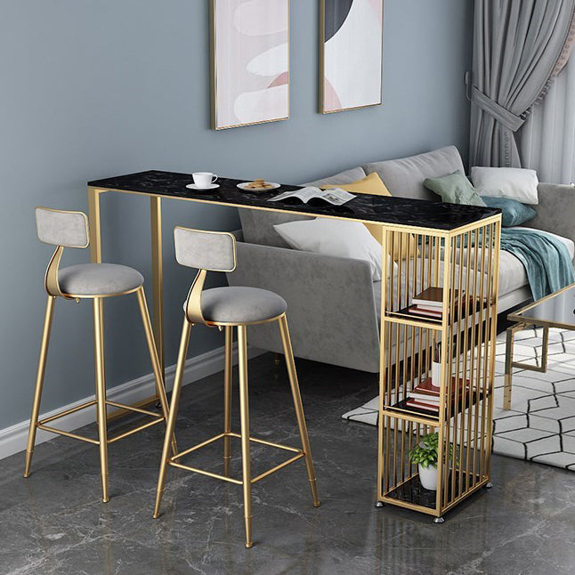 Tavolo da bancone in marmo Glam con tavolo rettangolare con doppio piedistallo - 41,3" H