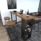 Brown Wood Pub Table with Rectangle Table Top Black Trestle Table - 41.3" H Clearhalo 'Bar Furniture' 'Bar Tables' 'bar_tables' 'furn' 'furn_bar_tables' 'Furniture' 'Kitchen & Dining Furniture' 5603197