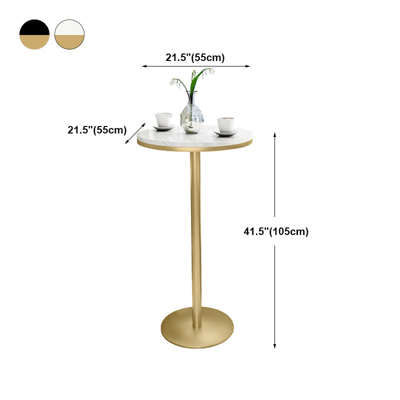 Table de bar de style glam rond et carré en faux marbre et métal.