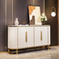 Server top di pietra a buffet in stile glam con porta per la cucina