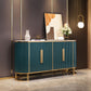 Server top di pietra a buffet in stile glam con porta per la cucina