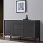 Black Buffet Sideboard Sintered Stone Top Server with Door and Drawer Clearhalo 'buffet_sideboard' 'Buffets & Sideboards' 'furn' 'furn_buffet_sideboard' 'Furniture' 'Kitchen & Dining Furniture' 5603268