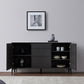 Black Buffet Sideboard Sintered Stone Top Server with Door and Drawer Clearhalo 'buffet_sideboard' 'Buffets & Sideboards' 'furn' 'furn_buffet_sideboard' 'Furniture' 'Kitchen & Dining Furniture' 5603271