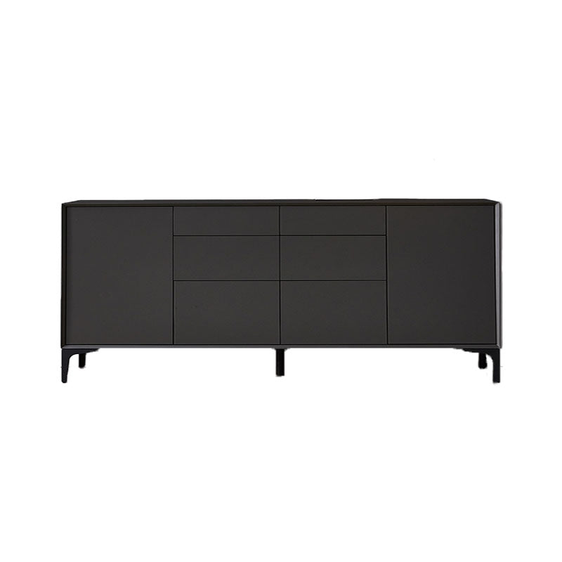 Black Buffet Sideboard Sintered Stone Top Server with Door and Drawer 63"L x 16"W x 31"H Wood 2 Clearhalo 'buffet_sideboard' 'Buffets & Sideboards' 'furn' 'furn_buffet_sideboard' 'Furniture' 'Kitchen & Dining Furniture' 5603279