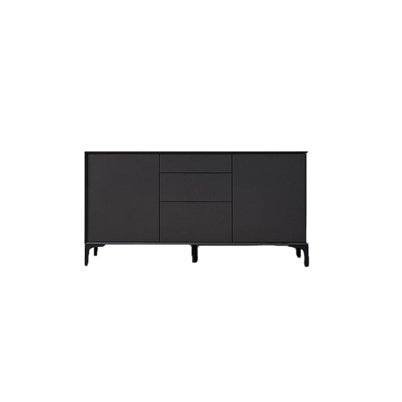 Black Buffet Sideboard Sintered Stone Top Server with Door and Drawer 47"L x 16"W x 31"H Wood 2 Clearhalo 'buffet_sideboard' 'Buffets & Sideboards' 'furn' 'furn_buffet_sideboard' 'Furniture' 'Kitchen & Dining Furniture' 5603281