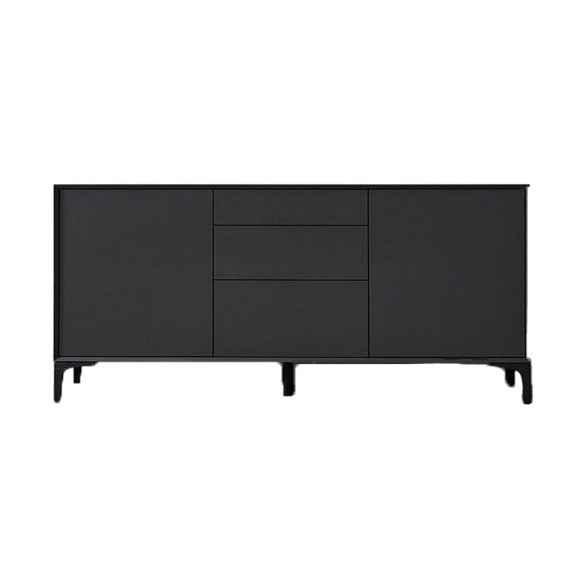 Black Buffet Sideboard Sintered Stone Top Server with Door and Drawer 59"L x 16"W x 31"H Wood 2 Clearhalo 'buffet_sideboard' 'Buffets & Sideboards' 'furn' 'furn_buffet_sideboard' 'Furniture' 'Kitchen & Dining Furniture' 5603285