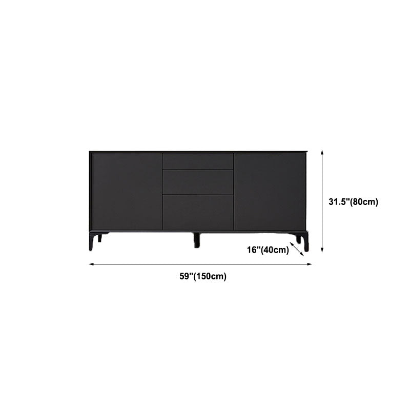 Black Buffet Sideboard Sintered Stone Top Server with Door and Drawer Clearhalo 'buffet_sideboard' 'Buffets & Sideboards' 'furn' 'furn_buffet_sideboard' 'Furniture' 'Kitchen & Dining Furniture' 5603289