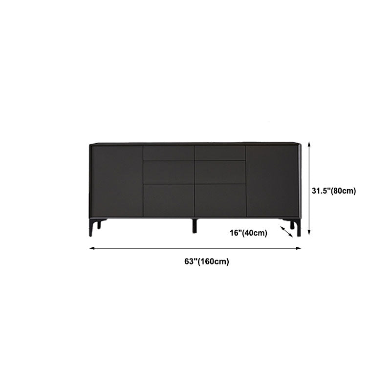Black Buffet Sideboard Sintered Stone Top Server with Door and Drawer Clearhalo 'buffet_sideboard' 'Buffets & Sideboards' 'furn' 'furn_buffet_sideboard' 'Furniture' 'Kitchen & Dining Furniture' 5603291