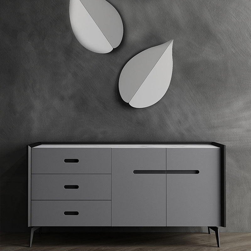 Glam Buffet Sideboard White Sintered Stone Top Server with Door and Drawer Clearhalo 'buffet_sideboard' 'Buffets & Sideboards' 'furn' 'furn_buffet_sideboard' 'Furniture' 'Kitchen & Dining Furniture' 5603293
