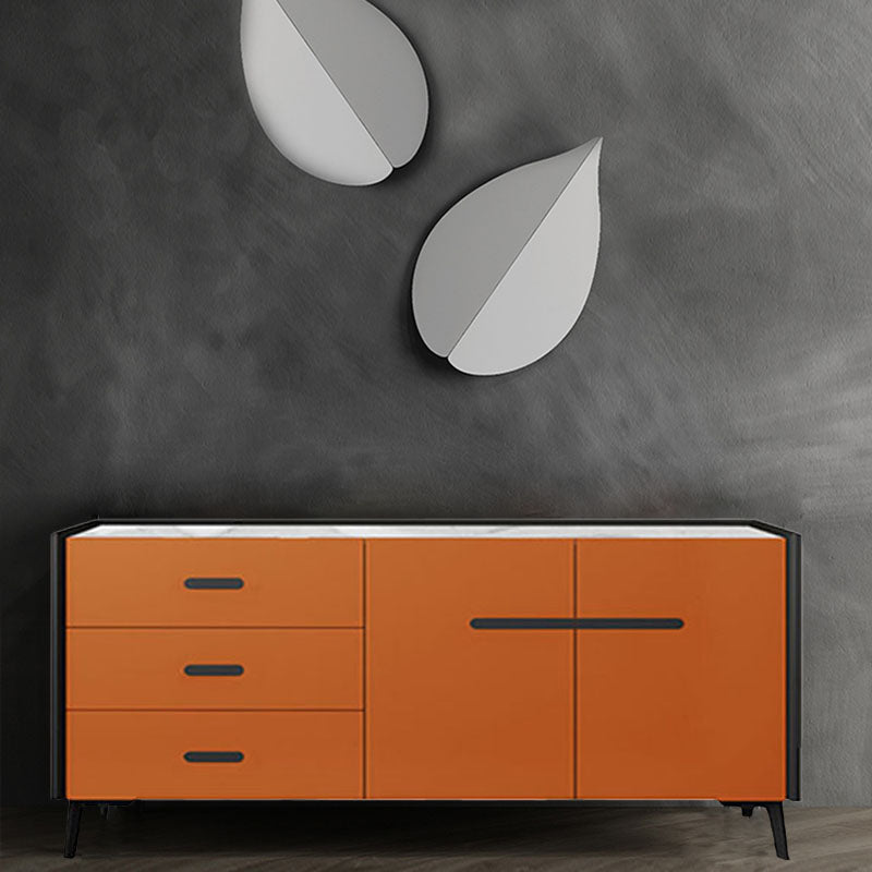 Glam Buffet Sideboard White Sintered Stone Top Server with Door and Drawer Clearhalo 'buffet_sideboard' 'Buffets & Sideboards' 'furn' 'furn_buffet_sideboard' 'Furniture' 'Kitchen & Dining Furniture' 5603297