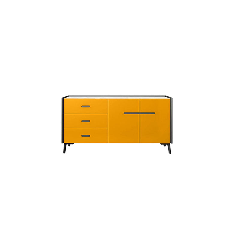Glam Buffet Sideboard White Sintered Stone Top Server with Door and Drawer 47"L x 16"W x 33"H Yellow Clearhalo 'buffet_sideboard' 'Buffets & Sideboards' 'furn' 'furn_buffet_sideboard' 'Furniture' 'Kitchen & Dining Furniture' 5603298