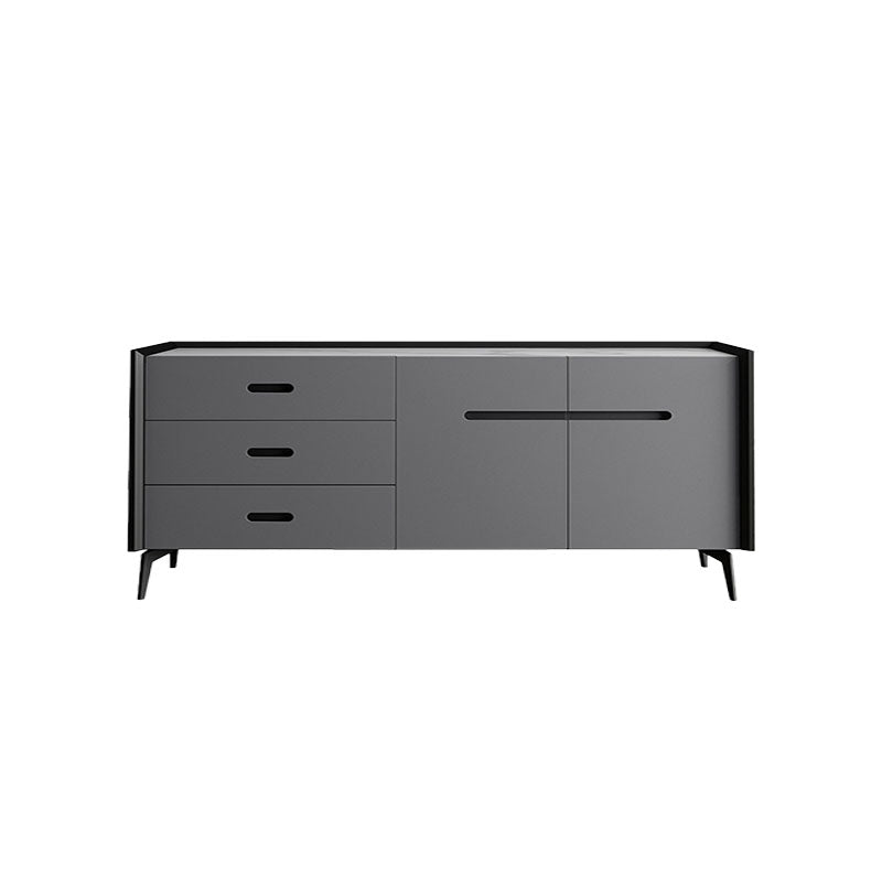 Glam Buffet Sideboard White Sintered Stone Top Server with Door and Drawer 63"L x 16"W x 33"H Dark Gray Clearhalo 'buffet_sideboard' 'Buffets & Sideboards' 'furn' 'furn_buffet_sideboard' 'Furniture' 'Kitchen & Dining Furniture' 5603299