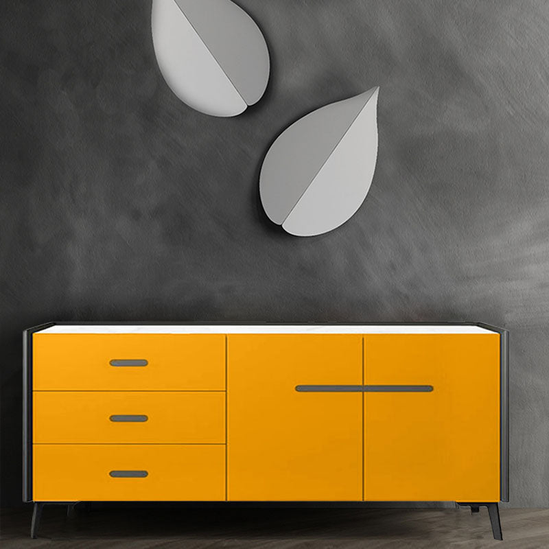 Glam Buffet Sideboard White Sintered Stone Top Server with Door and Drawer Clearhalo 'buffet_sideboard' 'Buffets & Sideboards' 'furn' 'furn_buffet_sideboard' 'Furniture' 'Kitchen & Dining Furniture' 5603300