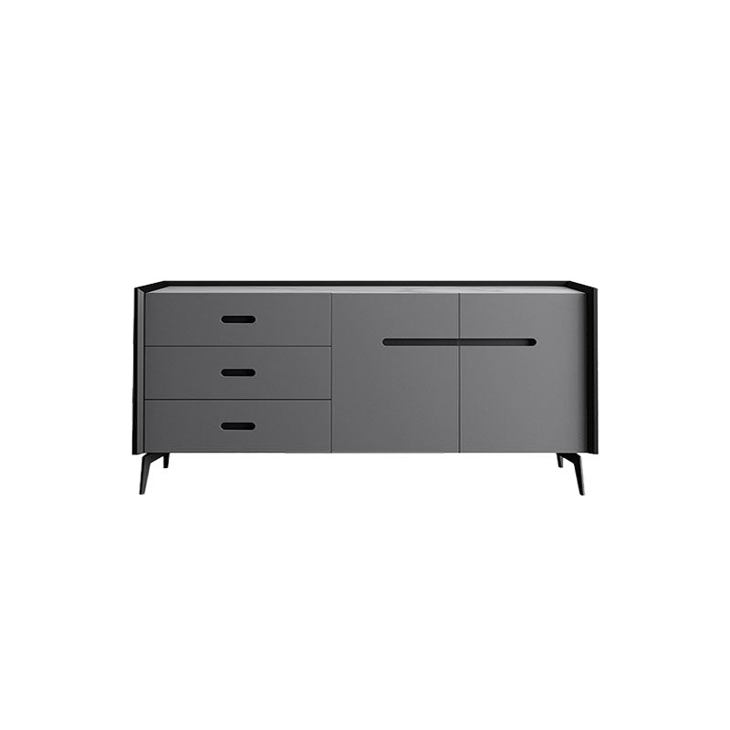 Glam Buffet Sideboard White Sintered Stone Top Server with Door and Drawer 55"L x 16"W x 33"H Dark Gray Clearhalo 'buffet_sideboard' 'Buffets & Sideboards' 'furn' 'furn_buffet_sideboard' 'Furniture' 'Kitchen & Dining Furniture' 5603301