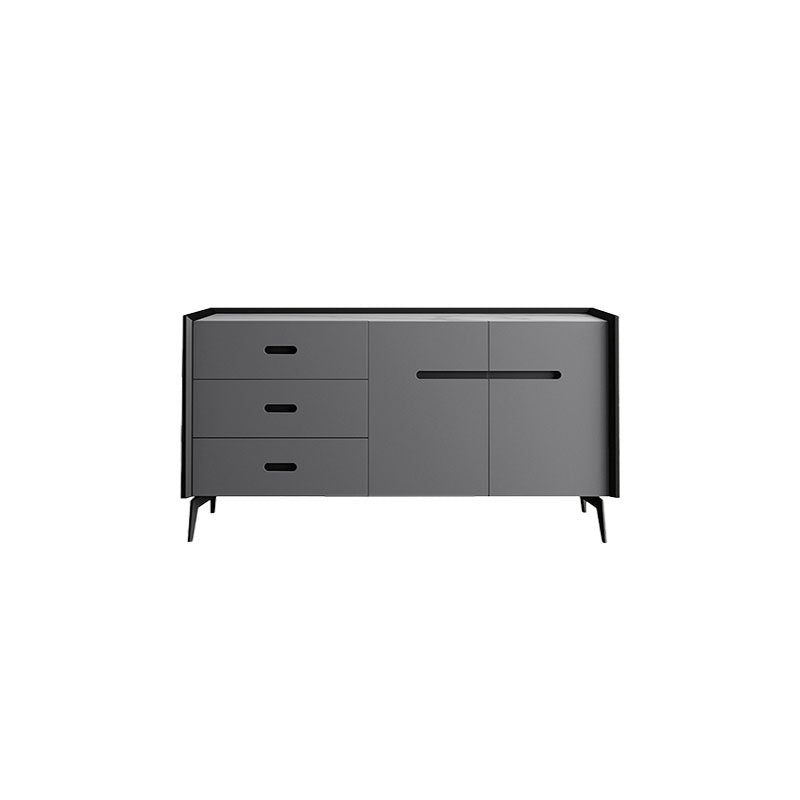 Glam Buffet Sideboard White Sintered Stone Top Server with Door and Drawer 47"L x 16"W x 33"H Dark Gray Clearhalo 'buffet_sideboard' 'Buffets & Sideboards' 'furn' 'furn_buffet_sideboard' 'Furniture' 'Kitchen & Dining Furniture' 5603303