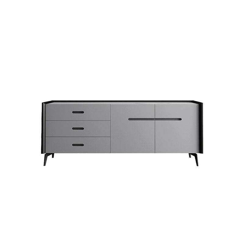 Glam Buffet Sideboard White Sintered Stone Top Server with Door and Drawer 59"L x 16"W x 33"H Grey Clearhalo 'buffet_sideboard' 'Buffets & Sideboards' 'furn' 'furn_buffet_sideboard' 'Furniture' 'Kitchen & Dining Furniture' 5603305