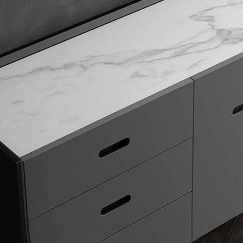 Glam Buffet Sideboard White Sintered Stone Top Server with Door and Drawer Clearhalo 'buffet_sideboard' 'Buffets & Sideboards' 'furn' 'furn_buffet_sideboard' 'Furniture' 'Kitchen & Dining Furniture' 5603306