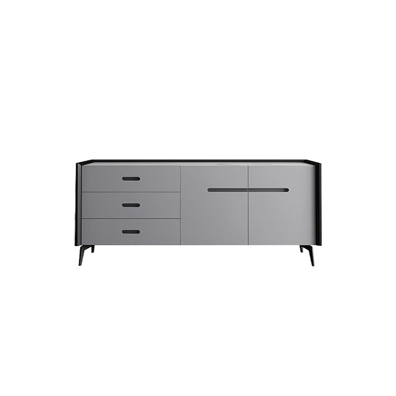 Glam Buffet Sideboard White Sintered Stone Top Server with Door and Drawer 55"L x 16"W x 33"H Grey Clearhalo 'buffet_sideboard' 'Buffets & Sideboards' 'furn' 'furn_buffet_sideboard' 'Furniture' 'Kitchen & Dining Furniture' 5603307