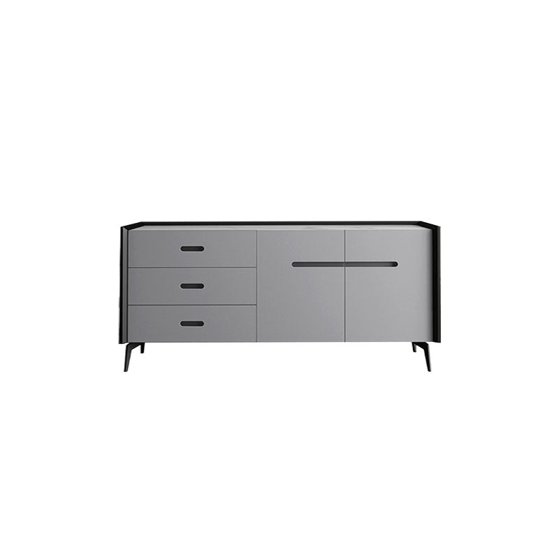 Glam Buffet Sideboard White Sintered Stone Top Server with Door and Drawer 47"L x 16"W x 33"H Grey Clearhalo 'buffet_sideboard' 'Buffets & Sideboards' 'furn' 'furn_buffet_sideboard' 'Furniture' 'Kitchen & Dining Furniture' 5603309