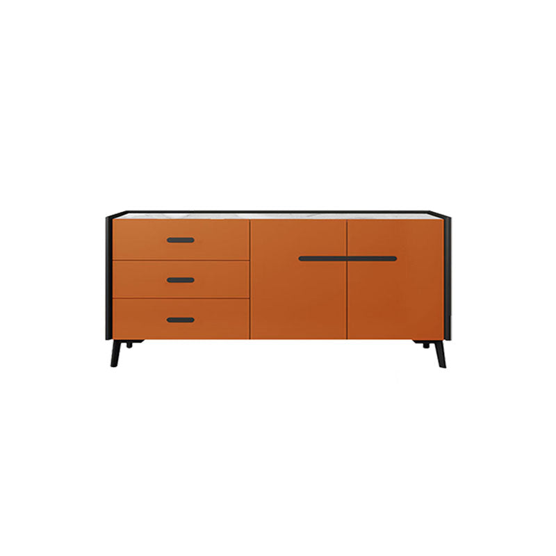 Glam Buffet Sideboard White Sintered Stone Top Server with Door and Drawer 55"L x 16"W x 33"H Orange Clearhalo 'buffet_sideboard' 'Buffets & Sideboards' 'furn' 'furn_buffet_sideboard' 'Furniture' 'Kitchen & Dining Furniture' 5603312