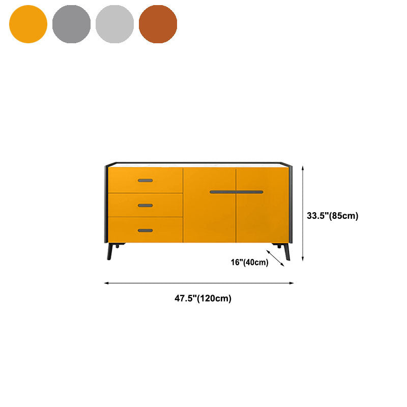 Glam Buffet Sideboard White Sintered Stone Top Server with Door and Drawer Clearhalo 'buffet_sideboard' 'Buffets & Sideboards' 'furn' 'furn_buffet_sideboard' 'Furniture' 'Kitchen & Dining Furniture' 5603314