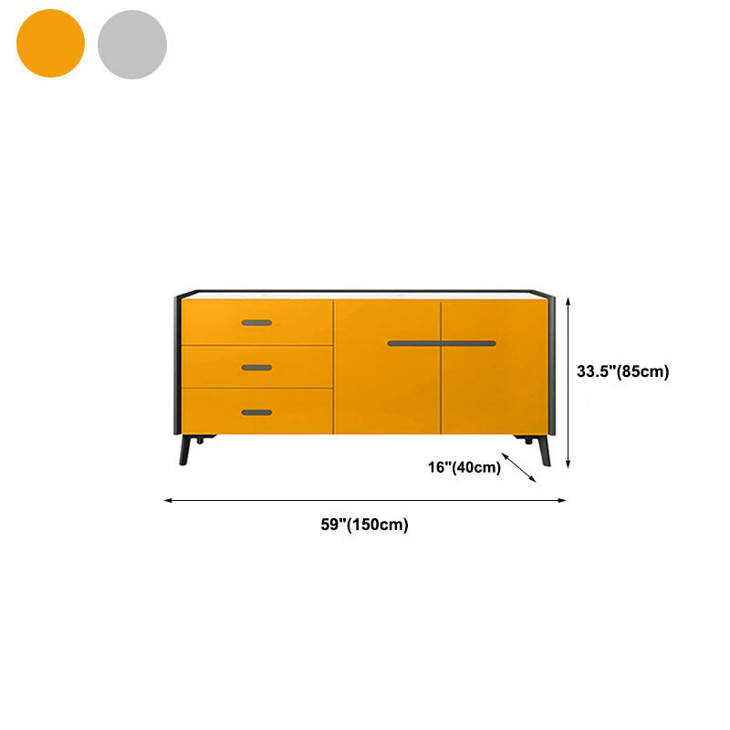 Glam Buffet Sideboard White Sintered Stone Top Server with Door and Drawer Clearhalo 'buffet_sideboard' 'Buffets & Sideboards' 'furn' 'furn_buffet_sideboard' 'Furniture' 'Kitchen & Dining Furniture' 5603316