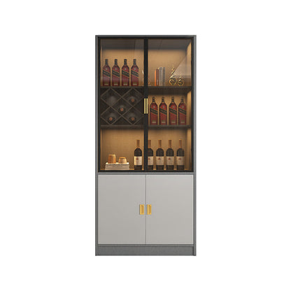 Glam Dining Room Sideboard Buffet Glass Cabinets with Storage 31"L x 16"W x 79"H Black Clearhalo 'buffet_sideboard' 'Buffets & Sideboards' 'furn' 'furn_buffet_sideboard' 'Furniture' 'Kitchen & Dining Furniture' 5603555