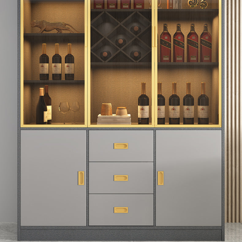 Glam Dining Room Sideboard Buffet Glass Cabinets with Storage Clearhalo 'buffet_sideboard' 'Buffets & Sideboards' 'furn' 'furn_buffet_sideboard' 'Furniture' 'Kitchen & Dining Furniture' 5603558