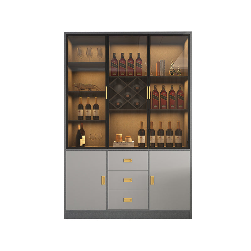 Glam Dining Room Sideboard Buffet Glass Cabinets with Storage 47"L x 16"W x 79"H Black Clearhalo 'buffet_sideboard' 'Buffets & Sideboards' 'furn' 'furn_buffet_sideboard' 'Furniture' 'Kitchen & Dining Furniture' 5603559